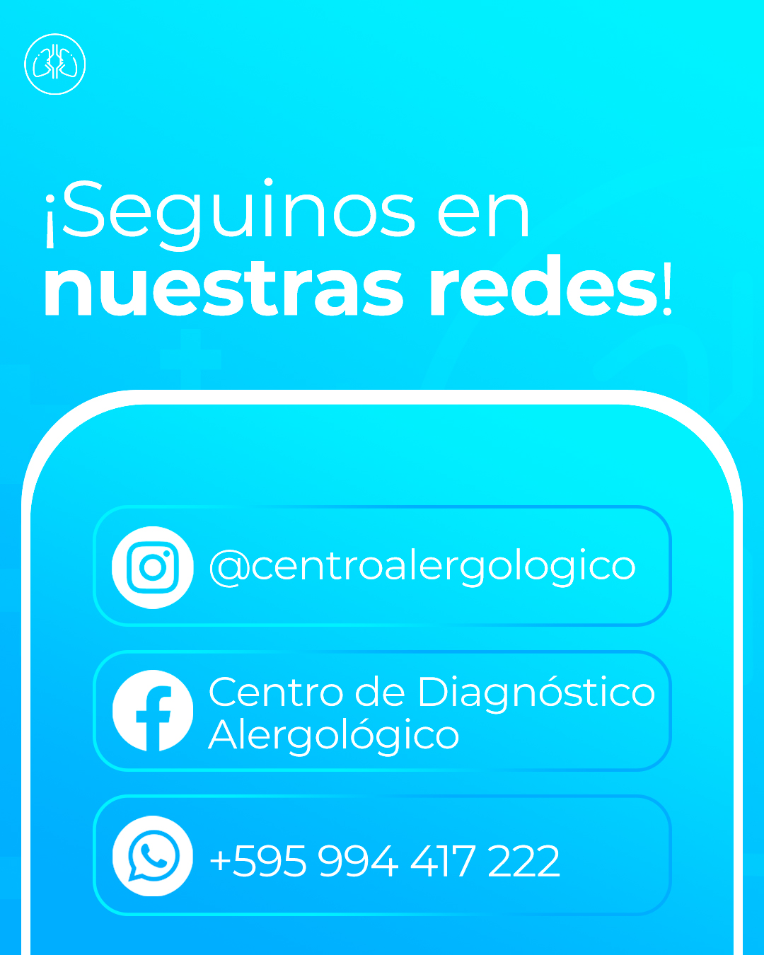 Seguinos en nuestras redes - Centro de Diagnóstico Alergológico